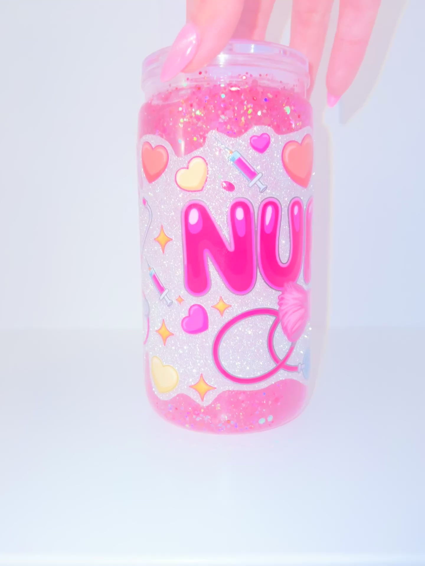 Pink Nurse 16oz Glitter Snow Globe